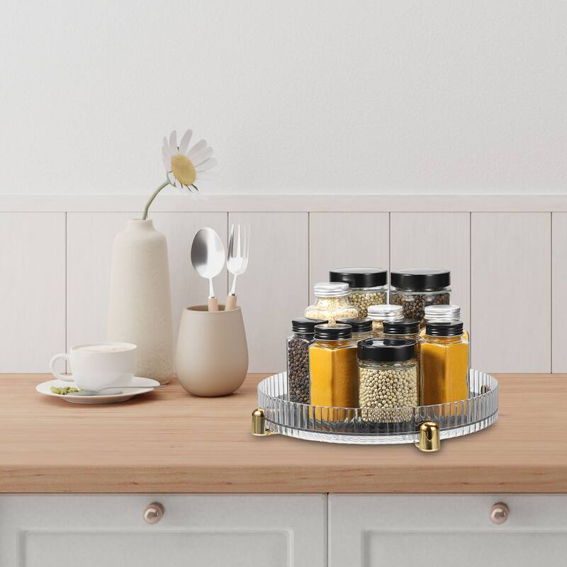 Lazy Susan Turntable Organizer, Rotating Spice Racks for Cabinet Pantry, Clear - 11.02" x 1.85"(D*H)