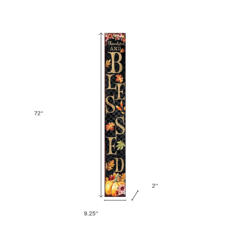 HomeRoots 72" Black Gold And Orange Solid Wood Porch Sign