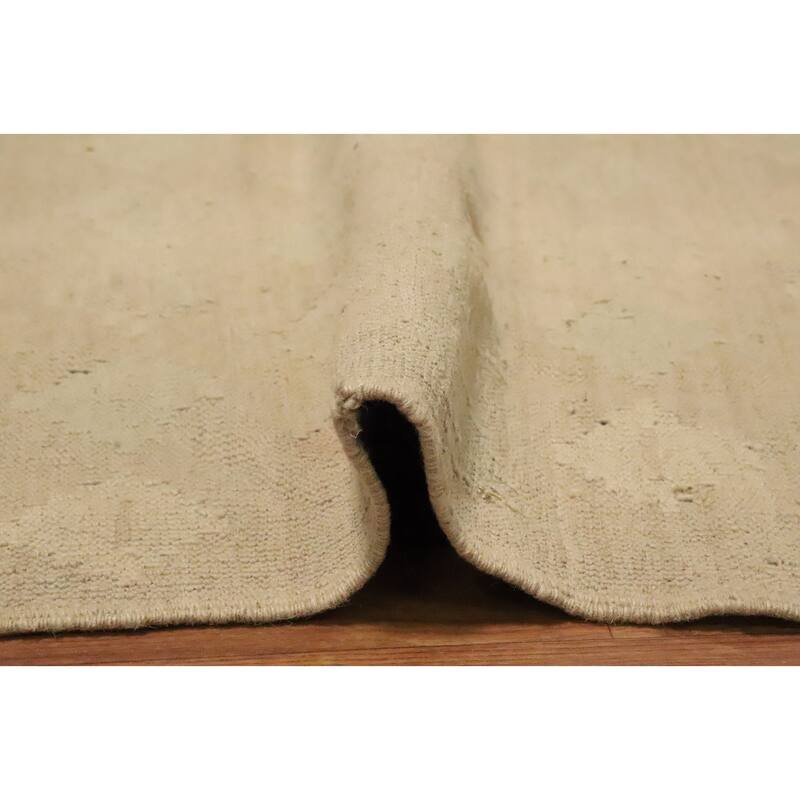 Hand Woven Oriental 100% Wool Carpet Southwestern Tribal Beige & Ivories Kilim Area Rug - 5' 8'' X 4' 0''
