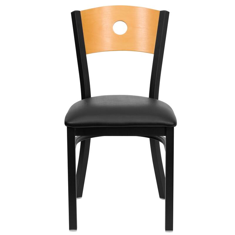 Black Circle Back Metal Restaurant Chair - 16.75"W x 21.5"D x 32.75"H