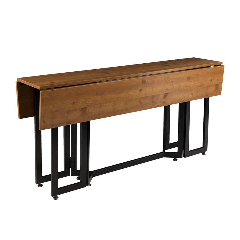 SEI Furniture Driness Weathered Oak with Black Frame Drop Leaf Table
