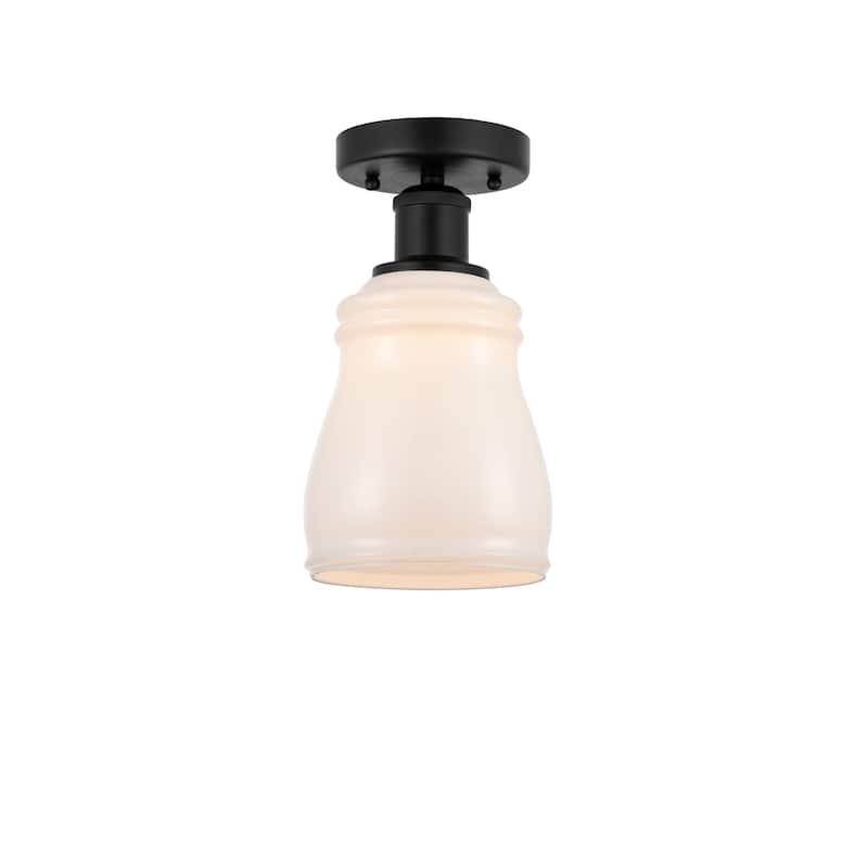 Innovations Lighting Ellery - 1 Light 5" Semi-Flush Mount - Matte Black/White