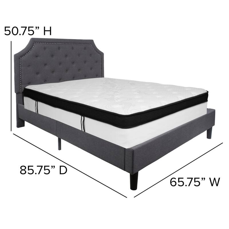 Arched Tufted Platform Bed and Memory Foam Pocket Spring Mattress