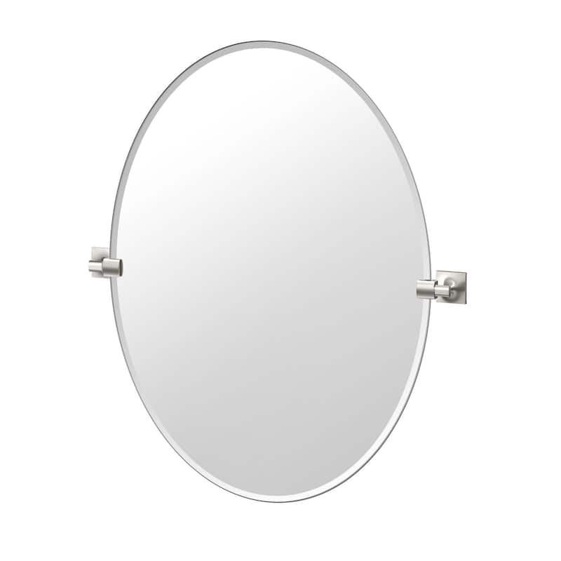Gatco 5589LG Waterline 32" x 28" Contemporary Oval Frameless Bathroom - Satin Nickel