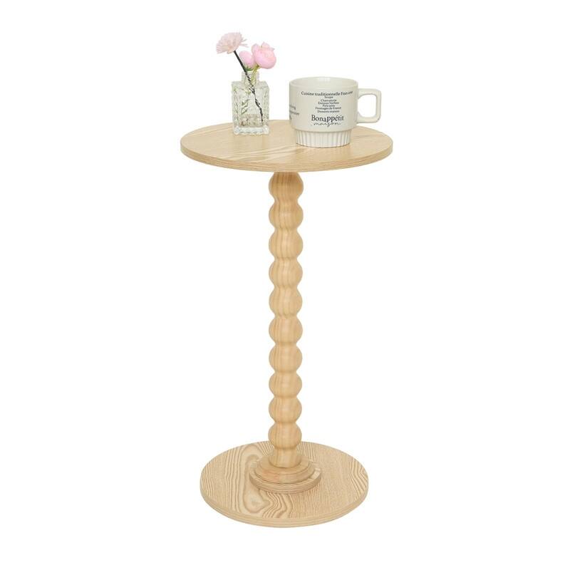 Round Side Table - 11.8"D x 11.8"W x 21.6"H - Natural