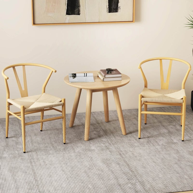 Costway Modern Dining Chair Set of 2/4 Weave Kitchen Armchairs with - See Details