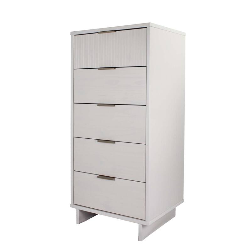 Manhattan Comfort 3-Piece Granville Modern Solid Wood Narrow Chest Dresser Nightstand Set.