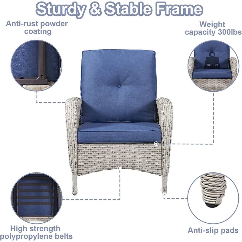 Gymojoy Outdoor Loveseat Sofa Table With Swivel Rocking Chair Furniture Set