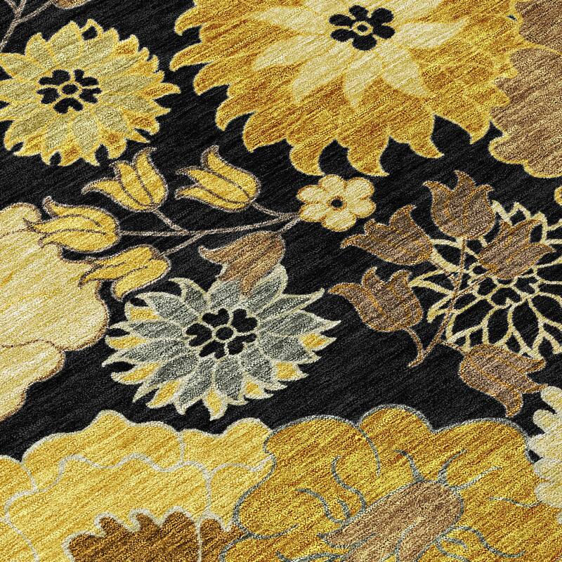 Machine Washable Indoor/ Outdoor Modern Floral Chantille Rug