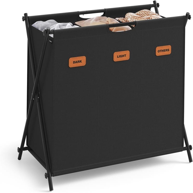 35.7 Gal. Laundry Sorter 3 Sections, - Ink Black - 27.56"L x 15.75"W x 25.98"H