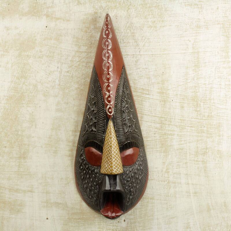 Handmade Abotare African wood mask (Ghana)