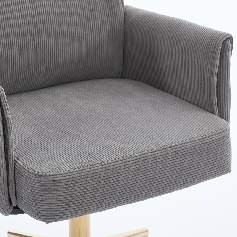 Corduroy Swivel Office Chair with Wheels, Ergonomic High Back Task Chair, Upholstered Accent Chair with Adjustable Height
