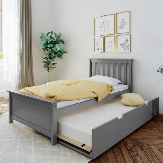 Max and Lily Twin Size Bed with Trundle - Grey