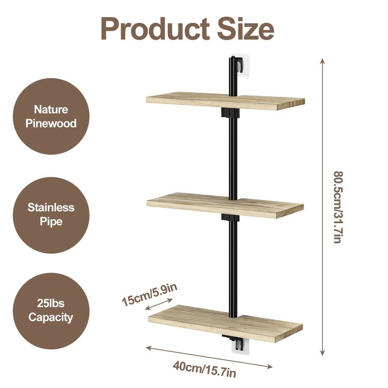 Floating Shelves Bathroom for Wall, Adjustable Height Wall Shelf Above Toilet