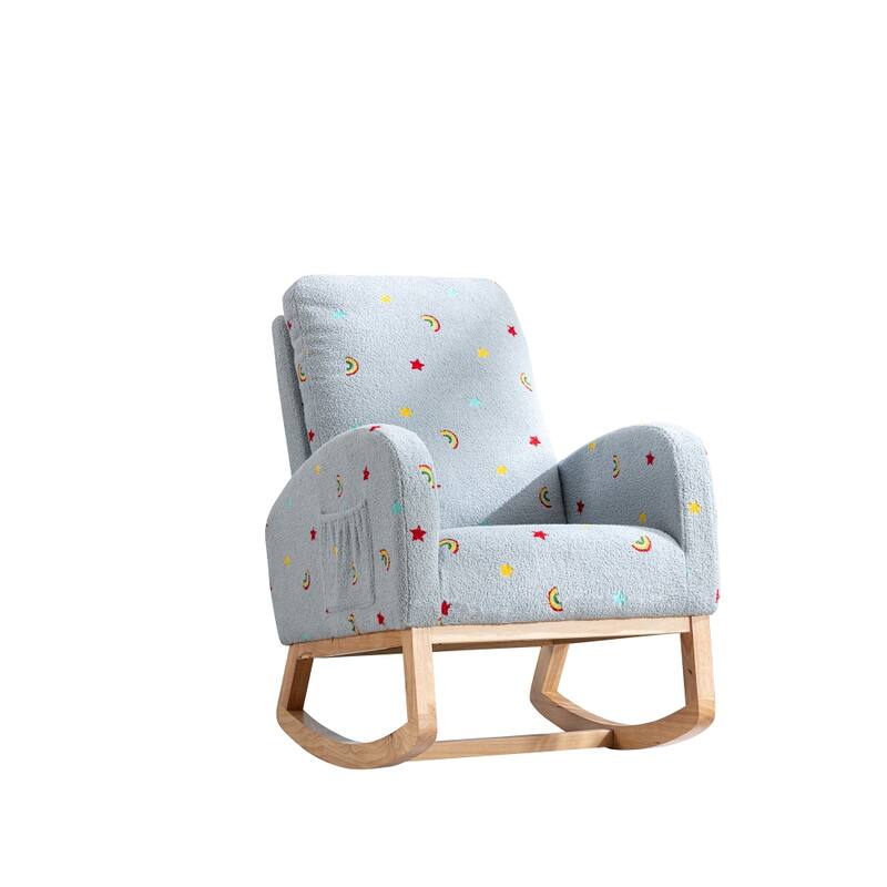 Mid Century Accent Rocker Armchair With Side Pocket