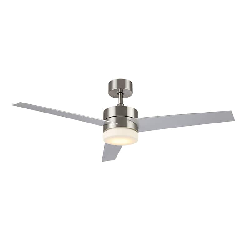 SAFAVIEH Lighting Rosemary Nickel 3-Speed Led Ceiling Fan with Remote - 52" W x 52" L x 14.25"-19.25" H - 52Wx52Dx20H