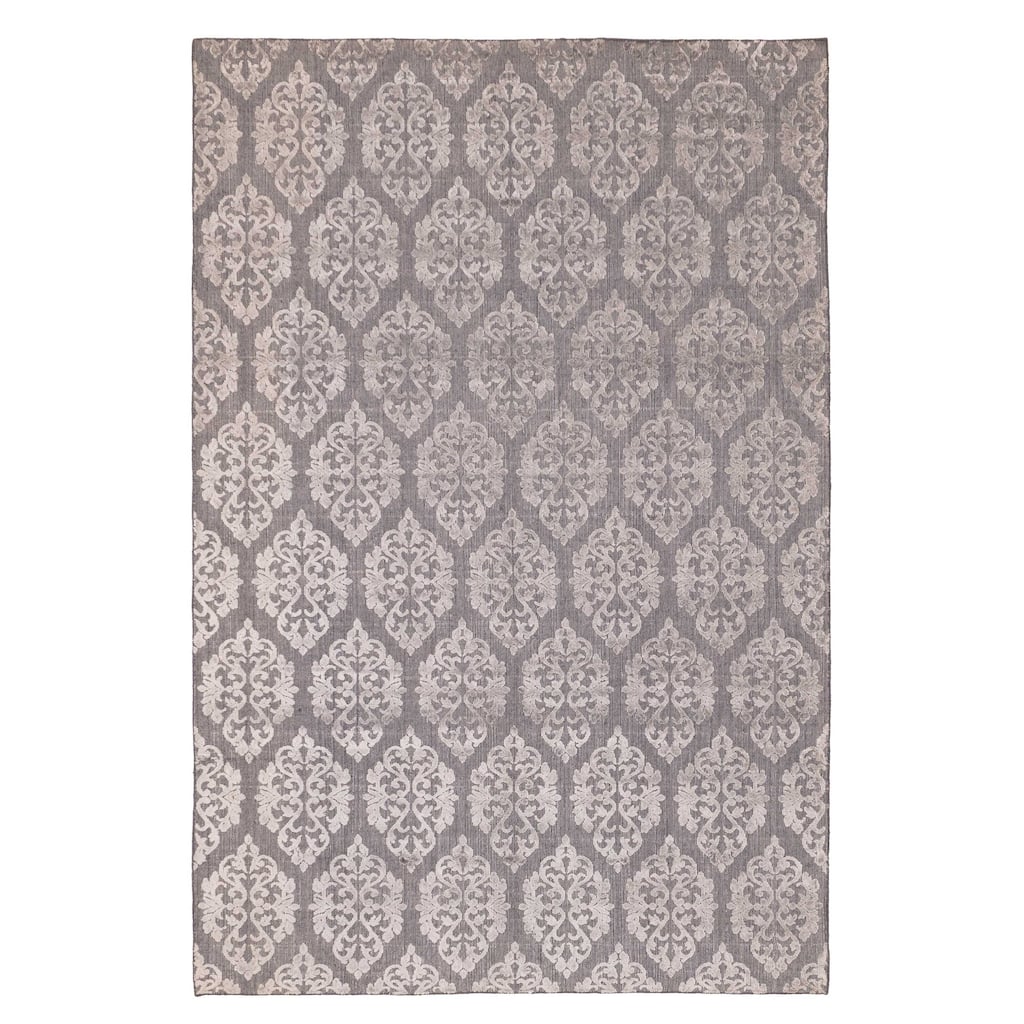 ECARPETGALLERY Hand Loomed Elysian Dark Grey Viscose, Wool Rug - 6'7 x 10'0