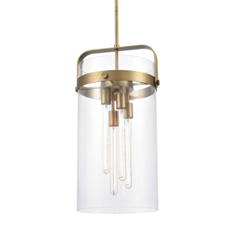Innovations Lighting 413-4SL-26-13 Pilaster Pendant Pilaster 4 Light - Brushed Brass / Clear