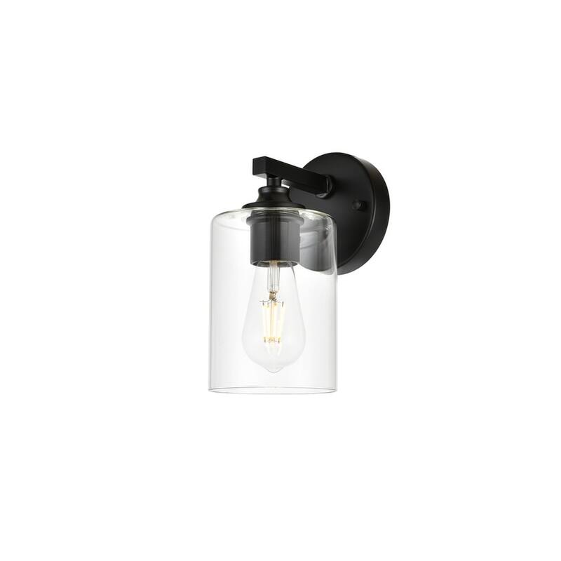 Roman 1 Light Black and Clear Bath Sconce