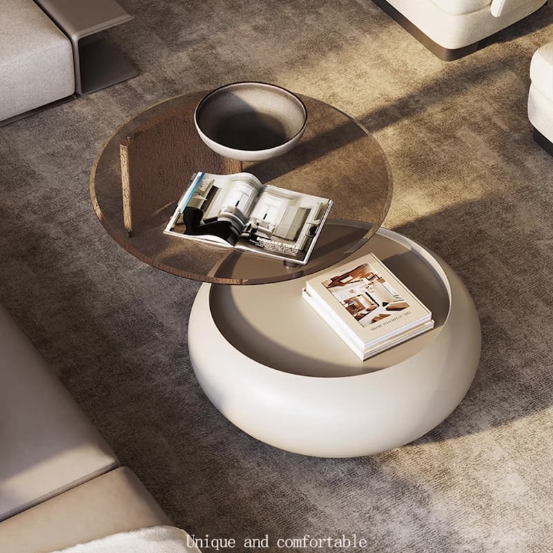 50.39" Modern Swivel Coffee Table with Tempered Glass Top