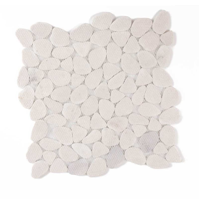 The Tile Life Huron Rock 12x12 White Glass Mosaic Pebble Floor & Wall Tile