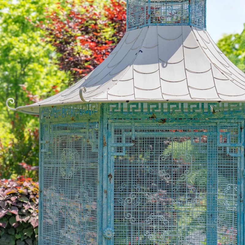 10 Foot Tall Asian-Inspired Iron Garden House Gazebo