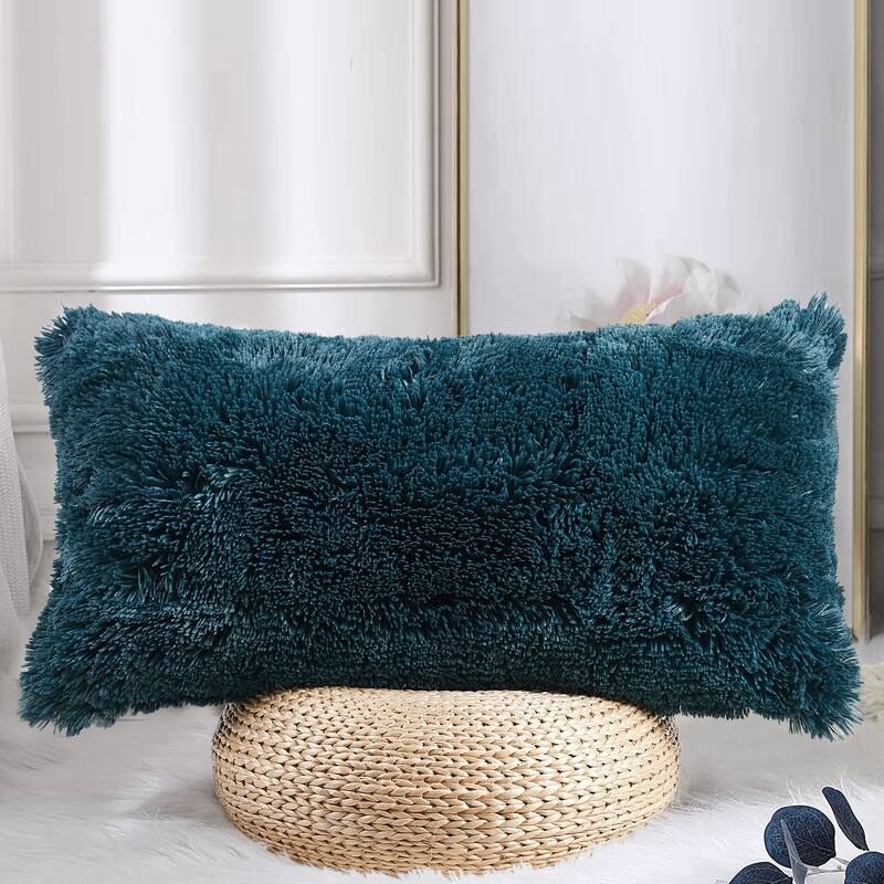 Halsted Shaggy FauxFur Decorative Throw Pillow Cover Set, NO INSERT