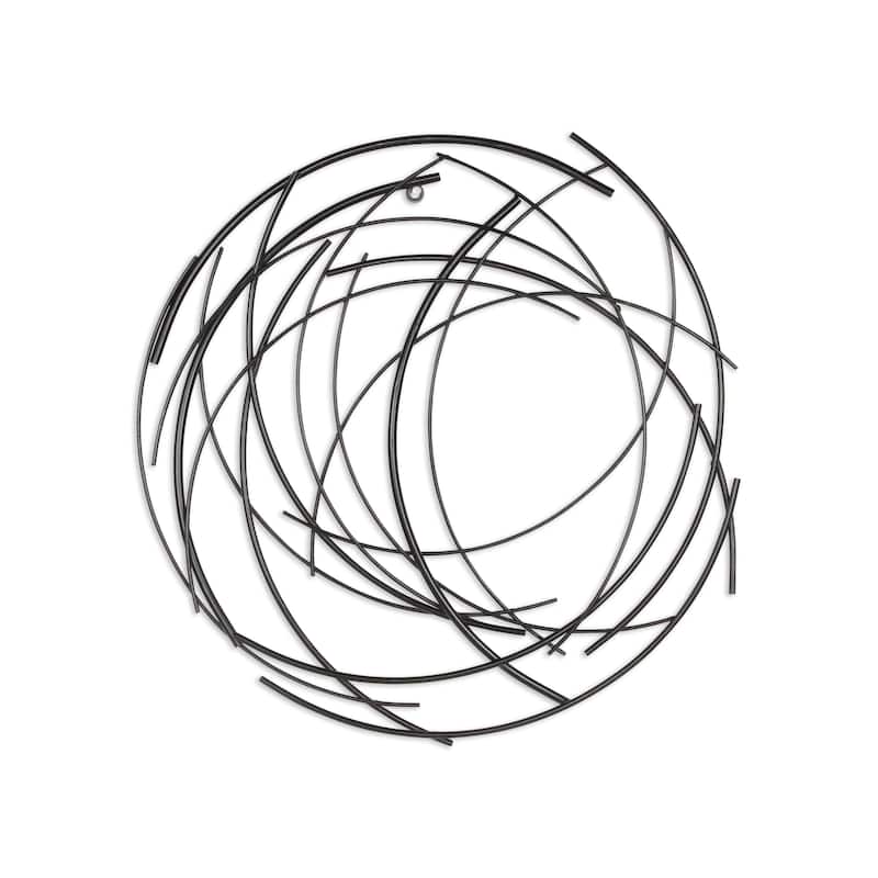 Denine Metal Black Small Abstract Round Wall Art