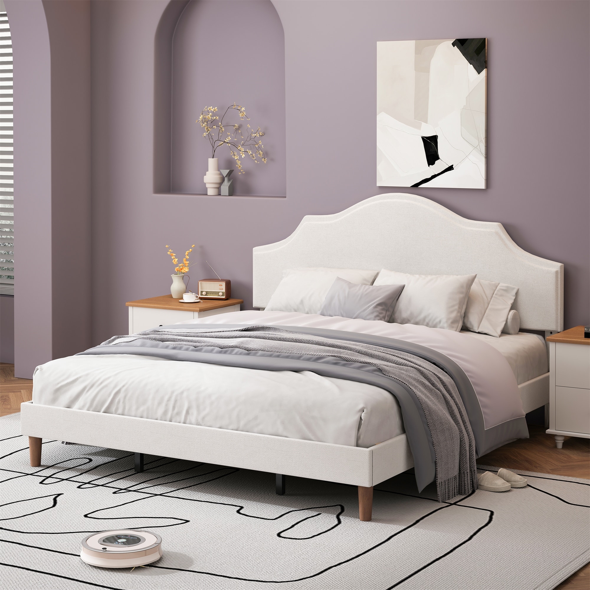 King Size Bed Frame Upholstered Platform Bed