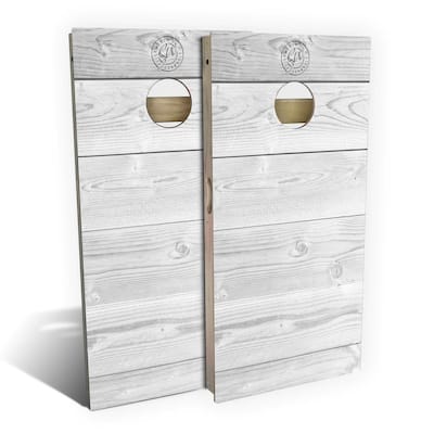 Rustic White Wood Outdoor Cornhole Board Set