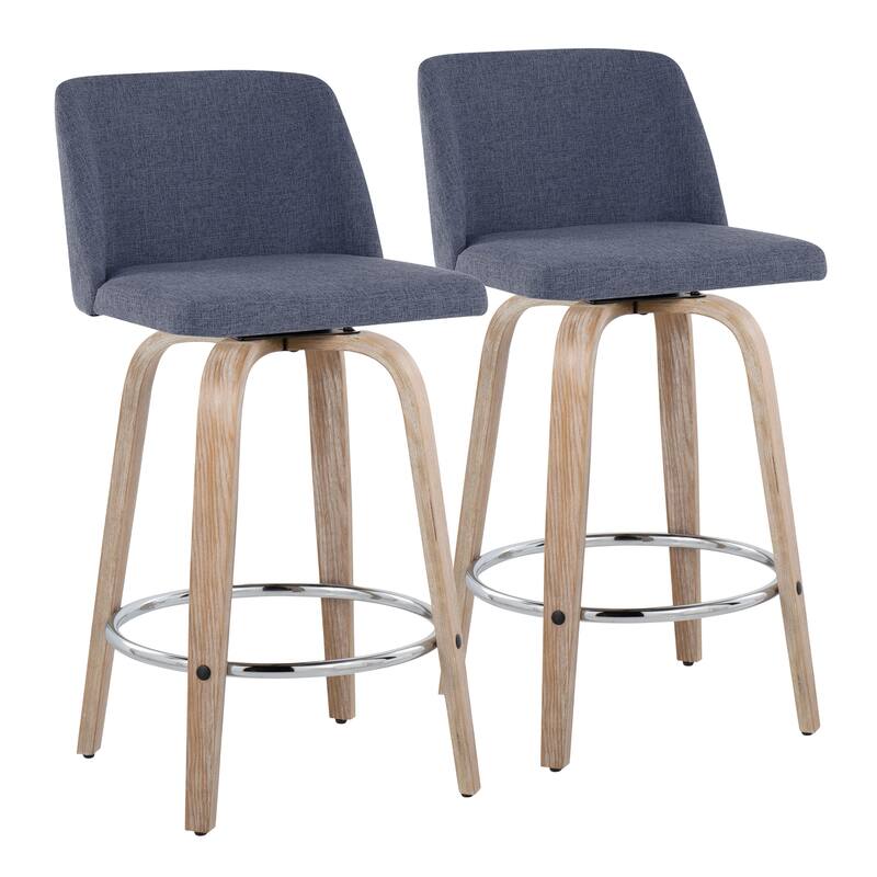 Carson Carrington Vallberga 26" Fixed-Height Counter Stool With Whitewashed Wood Base (Set of 2)