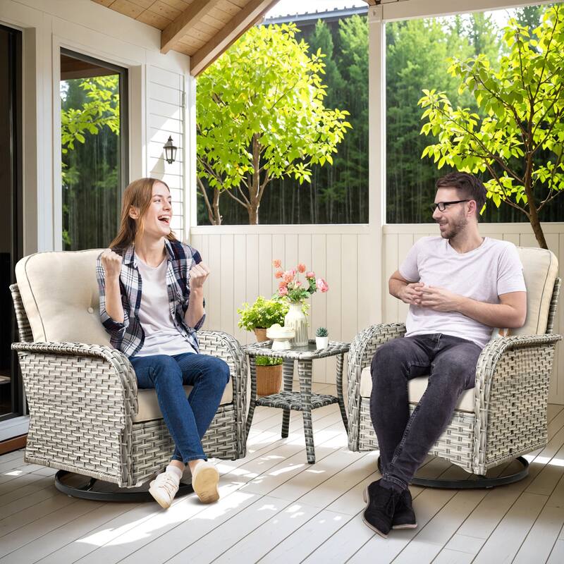 XIZZI 9-piece Patio Furniture Outdoor Wicker Chair Set with Fire Table