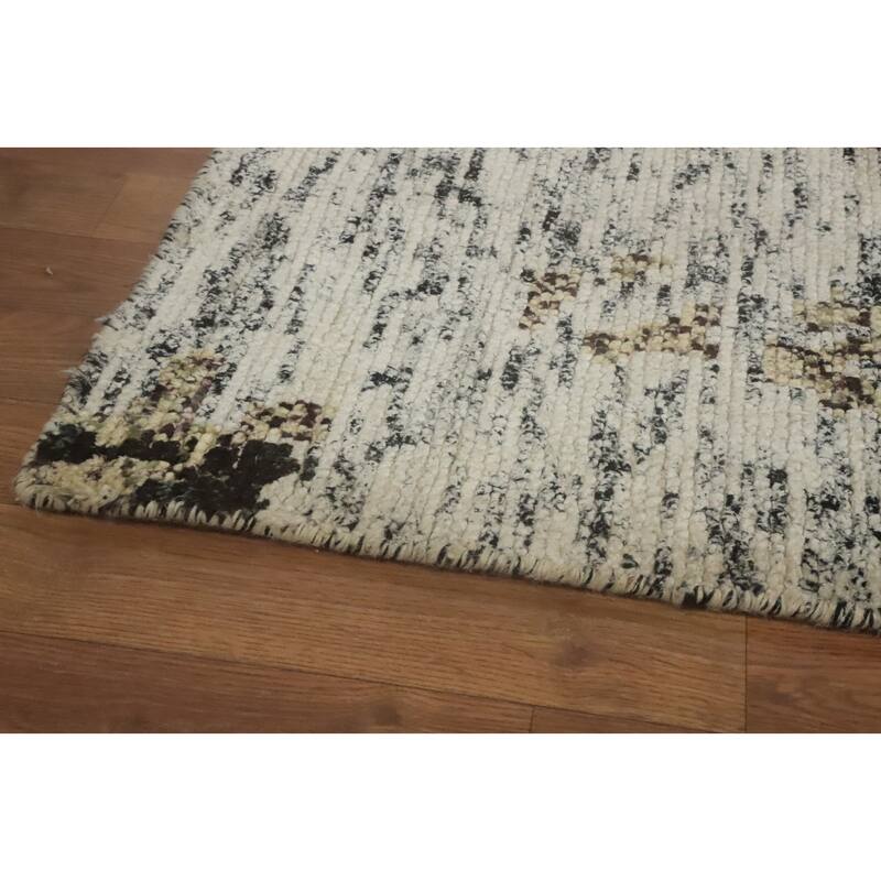 Hand-knotted Modern Wool Grey Abstract Area Rug Oriental Carpet - 7' 8'' X 5' 6''