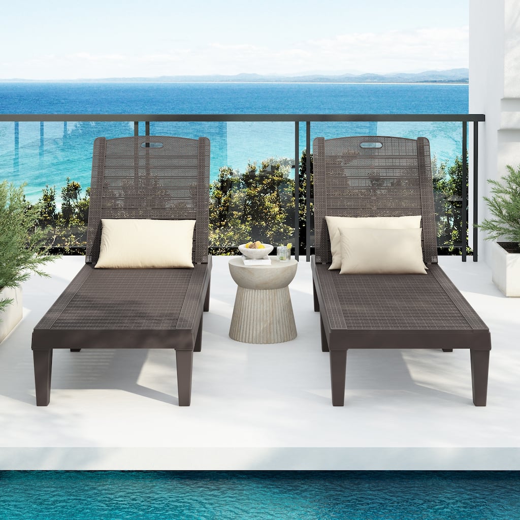 2-Piece Outdoor Chaise Lounges Resin Pool Lounge Chairs