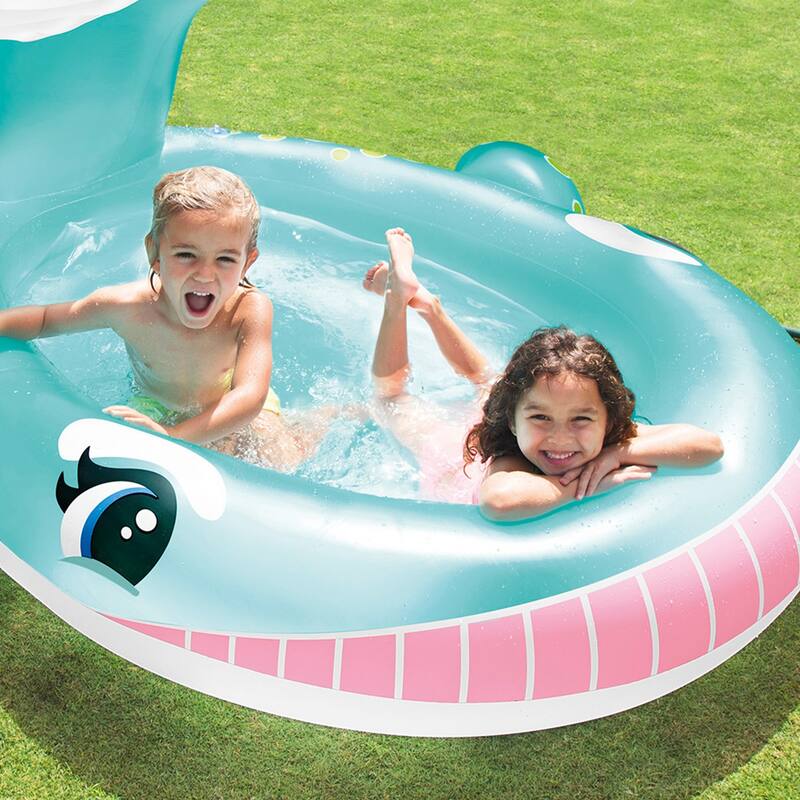 Intex 57440EP 79" x 77" x 36" Inflatable Whale Spray Kiddie Pool for Kids 2+ - 6.5
