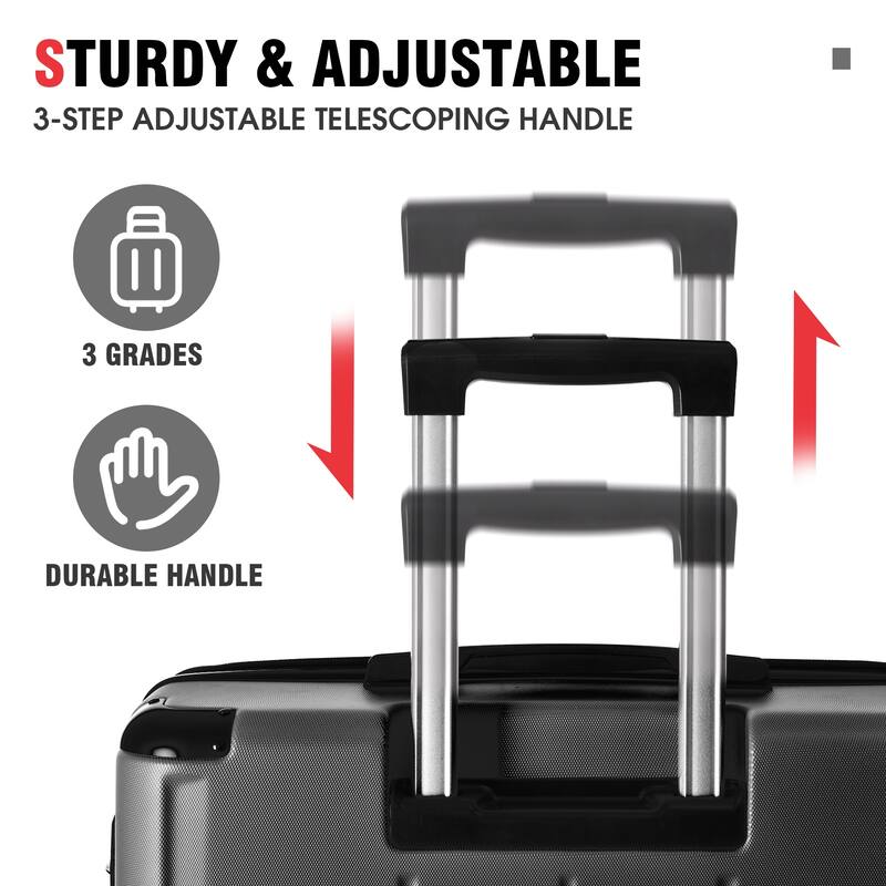 Hardshell Luggage Suitcase 3 Piece Set Carry On ABS Lightweight Spinner