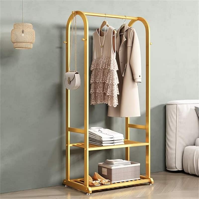 Gold clothing racks for hanging clothes - 15.8"D x 31.5"W x 67.7"H - gold L:23.6IN
