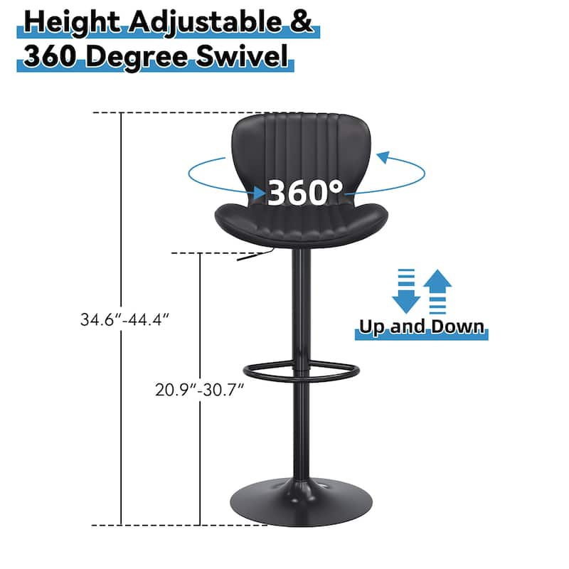 Scallop Bar Stool with 360° Swivel - Modern Kitchen & Home Bar Seating，Set of 2 - N/A