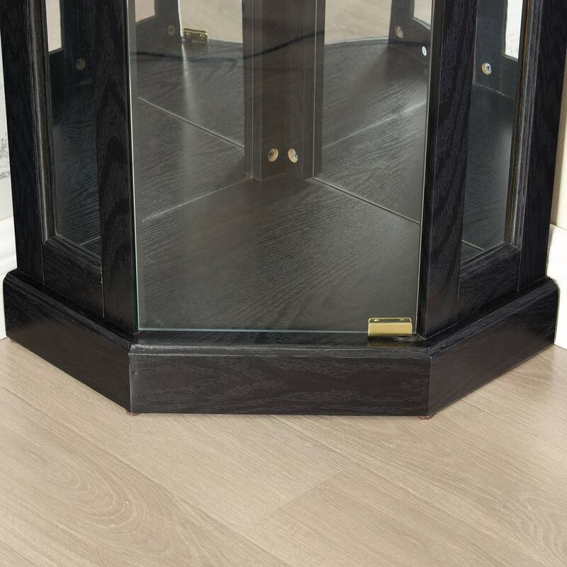 69.84" H Elegant Corner Storage Curio Cabinet with Built-in Lighting