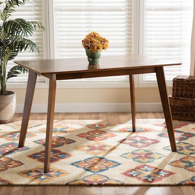 Maila Mid-Century Walnut Brown Finished Wood Dining Table