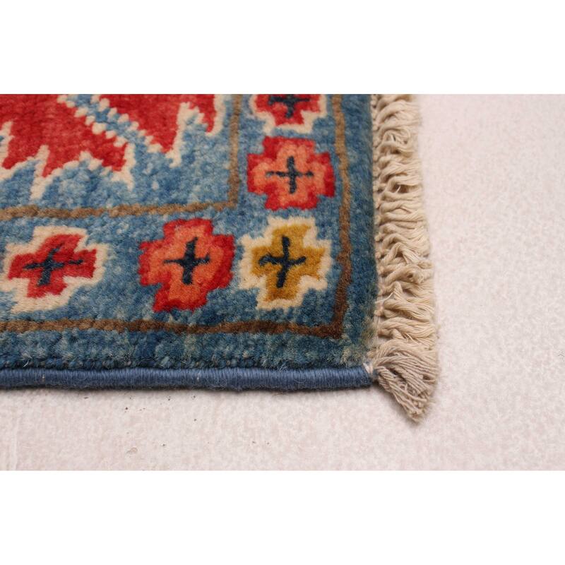 ECARPETGALLERY Hand-knotted Uzbek Ghazni Blue Wool Rug - 2'9 x 10'0