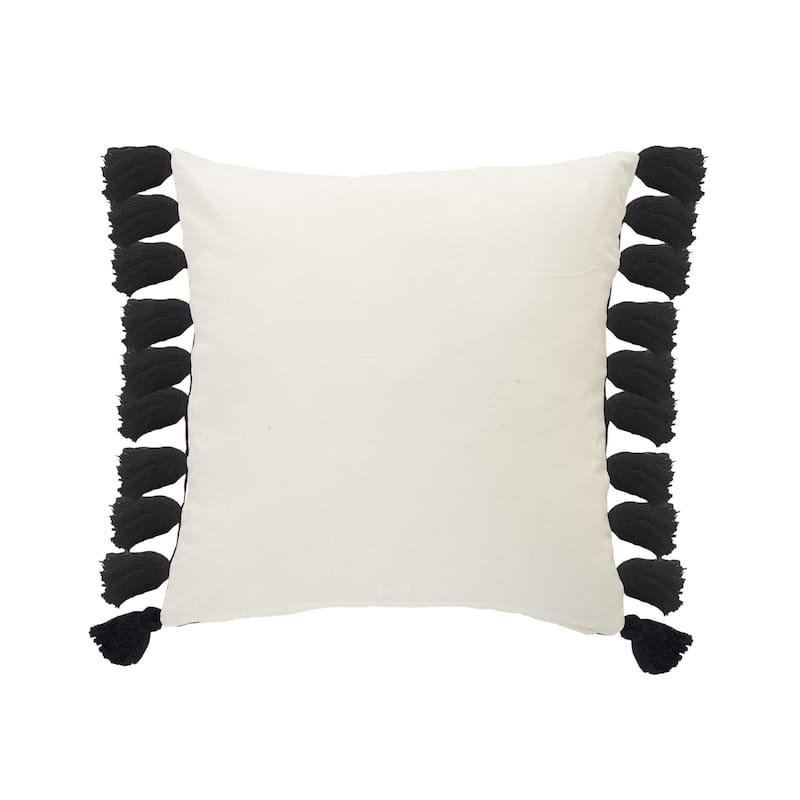 HomeRoots 20" X 20" Black And Ivory 100% Cotton Striped Zippered Pillow