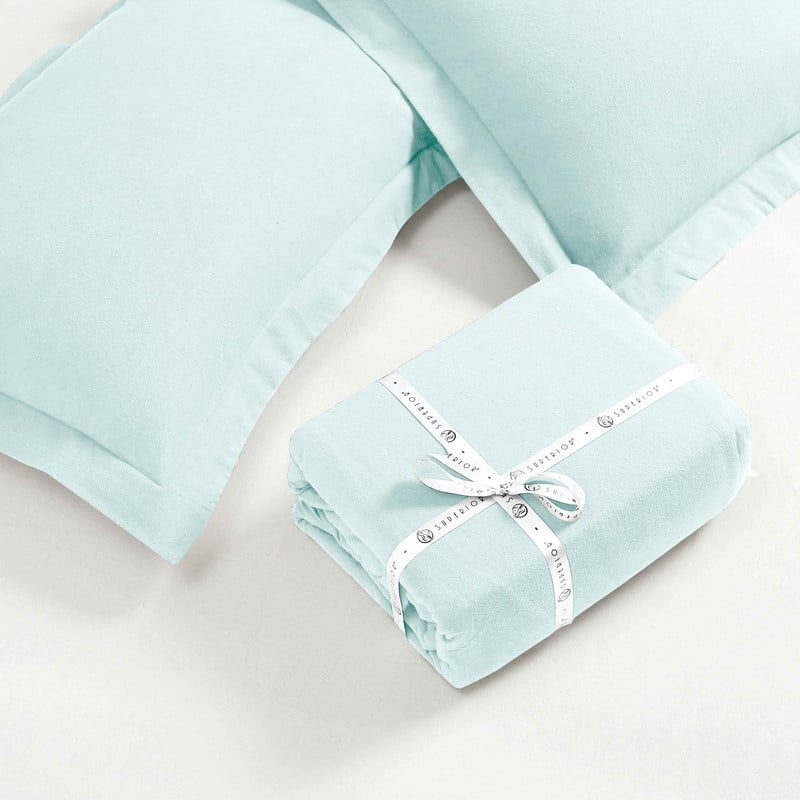 Superior Classic Solid Flannel Cotton Duvet Cover Set