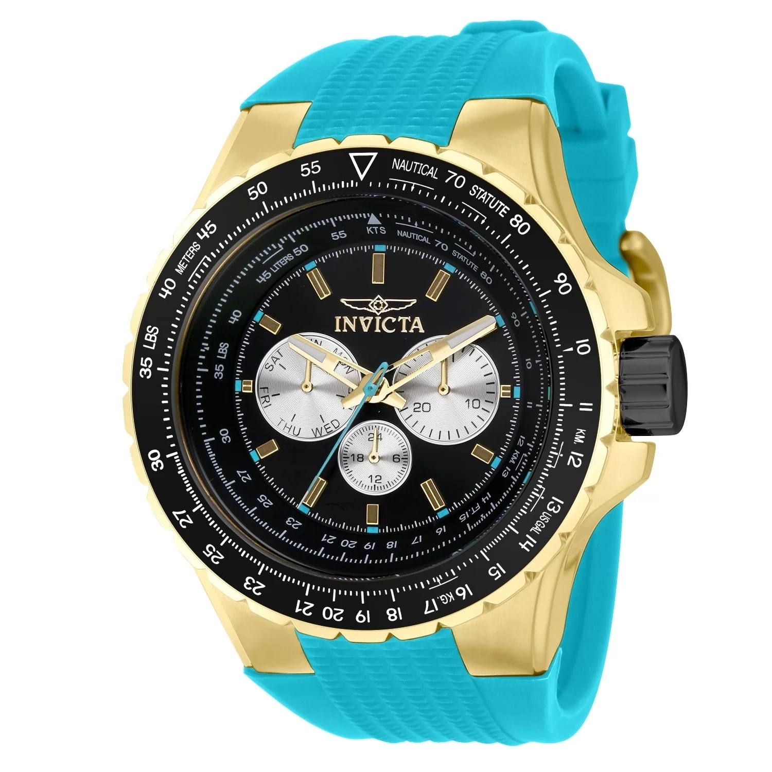 Invicta Men's 39316 Aviator Quartz Chronograph Black, Gold Dial Watch