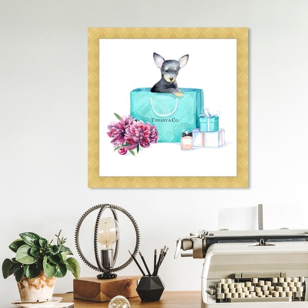 Oliver Gal 'acqua chic chihuahua' Animals Wall Art Framed Print