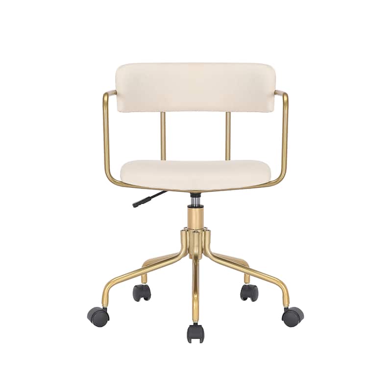 Porthos Home Fynn Office Chair, Velvet, Gold Chrome Frame and Legs