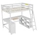 preview thumbnail 5 of 13, Full Size Loft Bed with U-Shaped Desk & Drawers, Wooden High Loftbed W/Storage Shelves & Cabinet for Kids Teens Adults, White