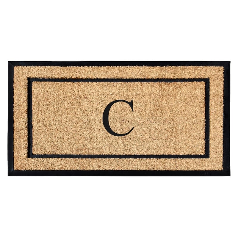 A1HC Natural Coir Monogrammed Door Mat for Front Door, Durable Large Outdoor Rug, Heavy Duty Welcome Doormat - 24" X 48"