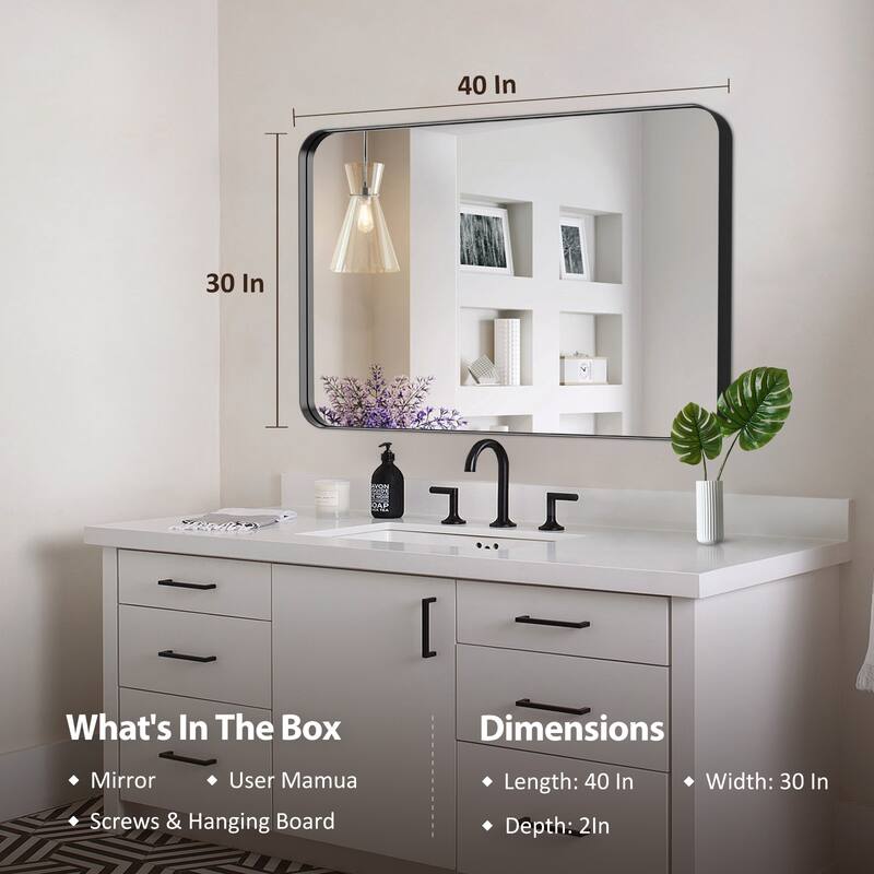 Rectangle Bathroom Mirror for Vanity Wall Mounted Vertical Horizontal Makeup Mirror