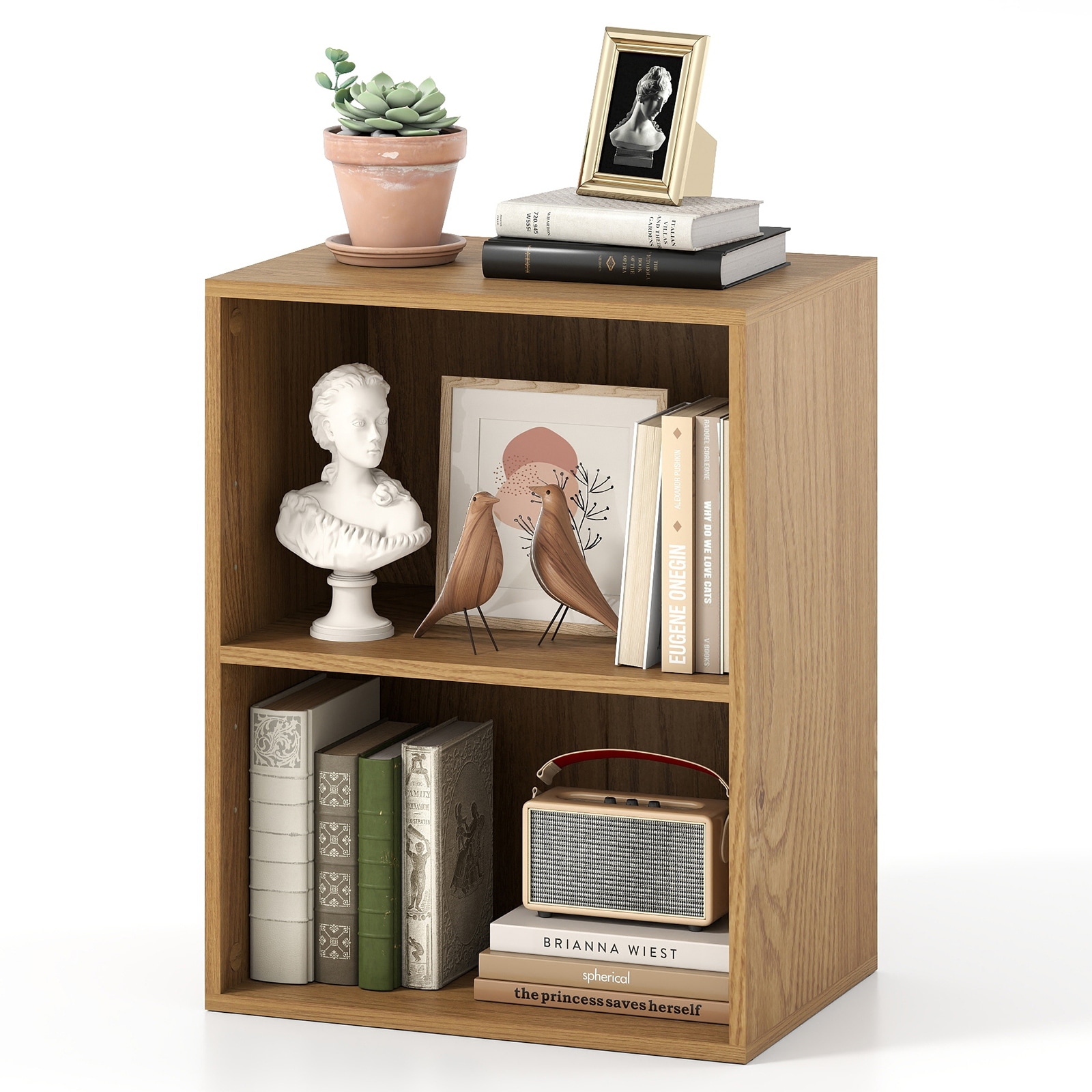 Costway 2-Cube Bookcase with 5-Position Adjustable Shelf, - See Details